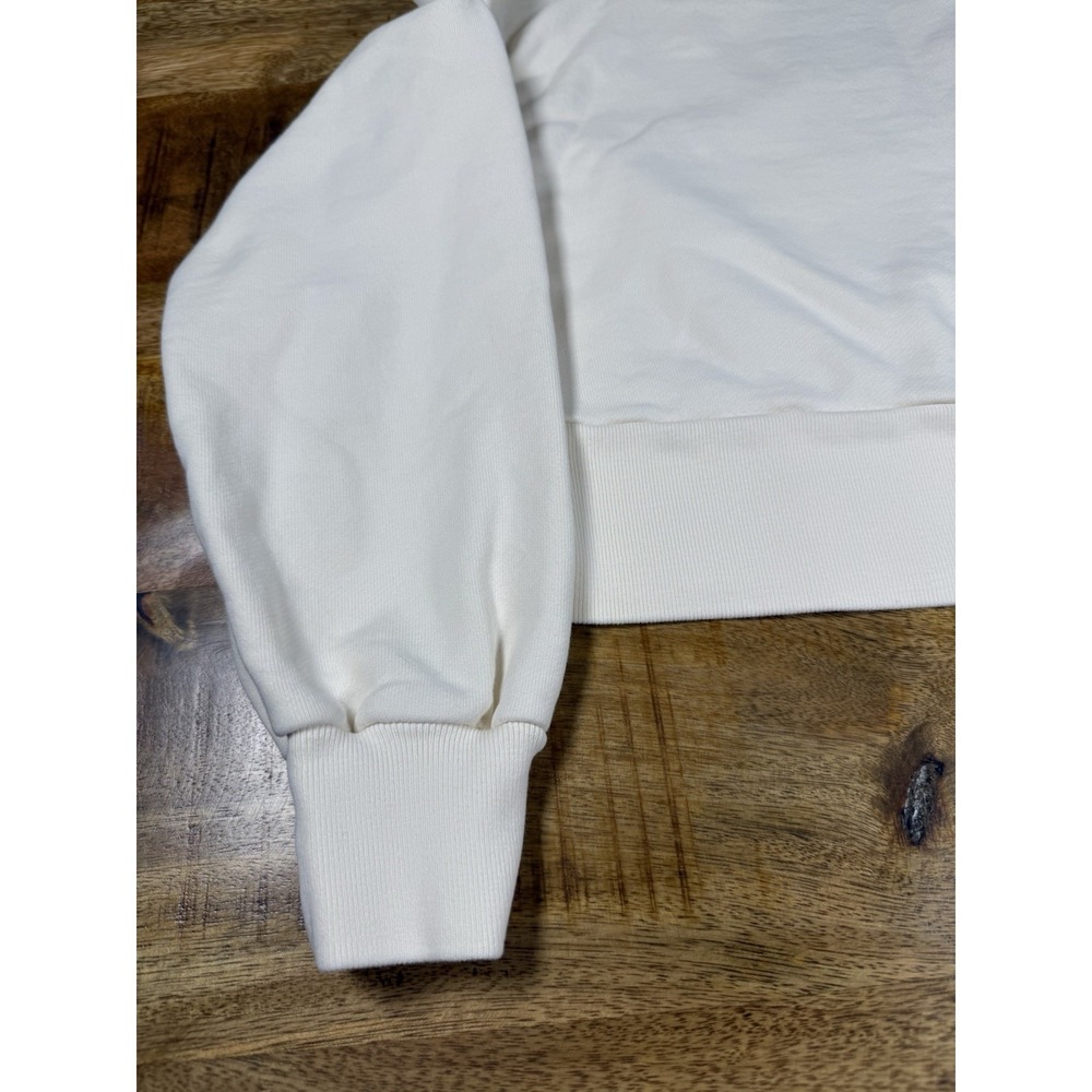 Everlane Womens M White Organic Cotton Mock Neck Cropped Sweatshirt Pullover - Picture 4 of 9